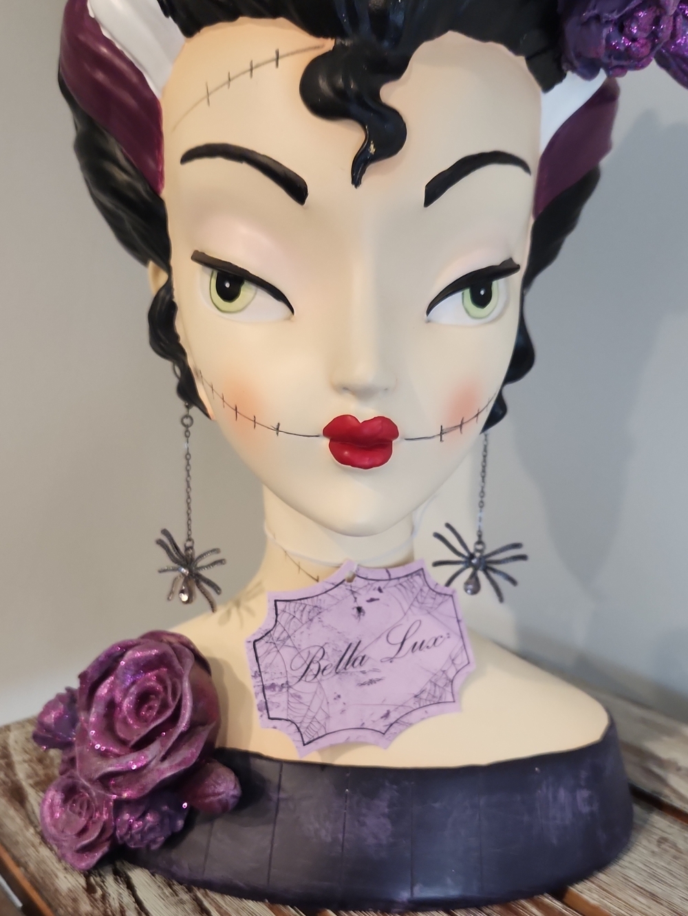 Nwt Bella Lux Purple Glitter Bride Of Frankenstein - Picture 3 of 7